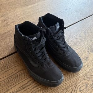 Vans Black High-Top Canvas Black Sneakers, Size 8 M - Good Condition